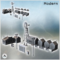 Set of modern Western town with wooden houses and gas station (12)