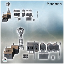 Set de ville moderne western avec maisons en bois et station service (12)