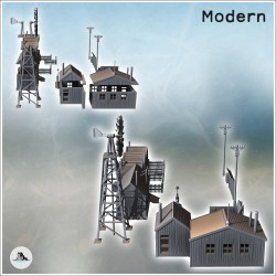 Set de ville moderne western avec maisons en bois et station service (12)