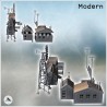 Set of modern Western town with wooden houses and gas station (12)