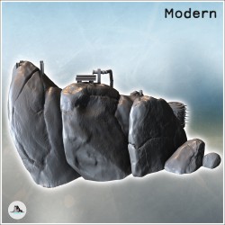 Mine moderne avec machines d'extractions et grand rocher (13)