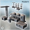 Set of industrial buildings with a crane, tank, triple tanks, and containers (18)