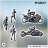 Set of six post-apocalyptic gang members with two futuristic motorcycles (2)