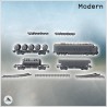 Set de convoi ferroviaire modulaire avec locomotive diesel, remorques industriel et voies ferrées (1)