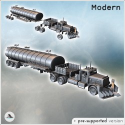 Post-apocalyptic tanker truck with front blade, firing platform, and horn (5)