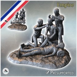 Set de quatre soldats français d'infanterie napoléonienne avec blessés et médecins soignants (14)