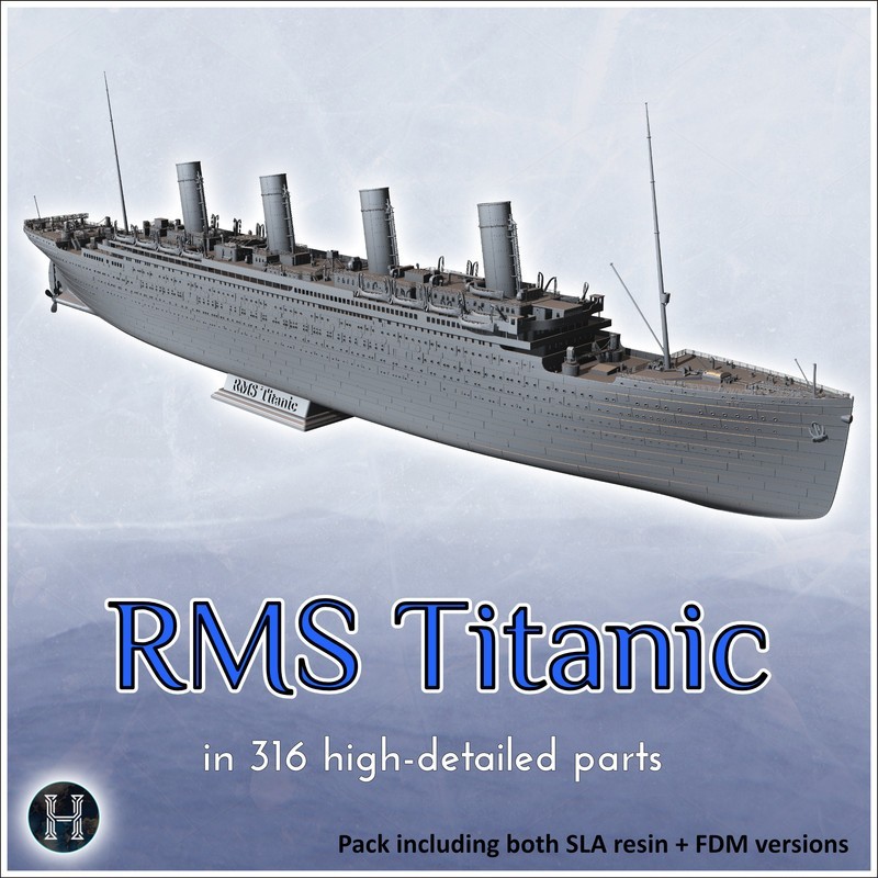 RMS Titanic British ocean liner (316 high-detailed parts) (pack inc. SLA + FDM versions)