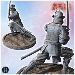 Samurai warrior in combat stance wielding a katana in both hands (3)