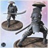 Samurai warrior holding a spear, wearing full armor and a large hat (5)