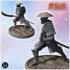 Samurai warrior holding a spear, wearing full armor and a large hat (5)