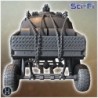 Armored vehicle with mounted turret, spiked wheels, and reinforced metal framework (23)