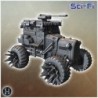 Heavy-duty off-road vehicle with large reinforced wheels and armored cabin structure (24)