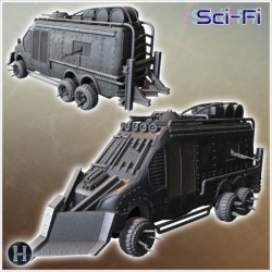 Armored car with exposed engine, side-mounted weapons, and reinforced exterior panels (27)