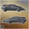 Armored SUV car with heavy-duty chains, reinforced bumpers, and roof-mounted weapons (30)