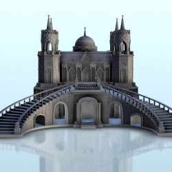 Gothic palace with entrance stairs