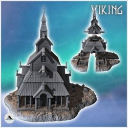 Large Scandinavian stave church with bell tower and gable roof (Borgund stavkyrkje inspired) (15)