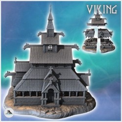 Large Scandinavian stave church with bell tower and gable roof (Borgund stavkyrkje inspired) (15)