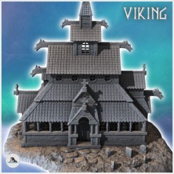 Large Scandinavian stave church with bell tower and gable roof (Borgund stavkyrkje inspired) (15)