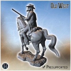 Cowboy Sheriff mounted on a detailed horse, holding a rifle, wearing intricate clothing and a flowing mane (26)