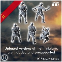 Set of five Soviet Russian Red Army soldiers (WW2 USSR) (with Mosin-Nagant + PPSh-41) (1)