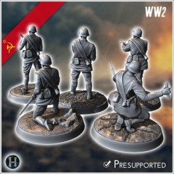 Set de cinq soldats Russes soviétique de l'Armée Rouge (WW2 URSS) (avec Mosin-Nagant + PPSh-41) (3)