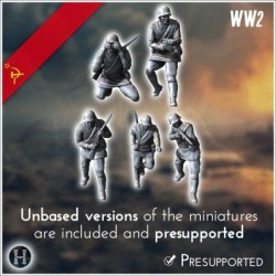 Set of five Soviet Russian Red Army soldiers (WW2 USSR) (with Mosin-Nagant + PPSh-41) (4)