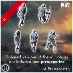 Set of five Soviet Russian Red Army soldiers (WW2 USSR) (with Mosin-Nagant + PPSh-41) (5)