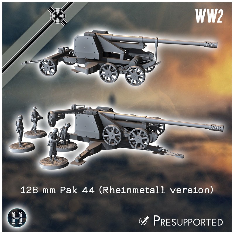 128 mm Pak 44 (Rheinmetall version) (with 5 crews)