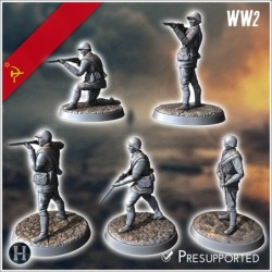 Set of five Soviet Russian Red Army soldiers (WW2 USSR) (with Mosin-Nagant) (2)