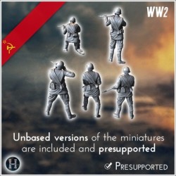 Set of five Soviet Russian Red Army soldiers (WW2 USSR) (with Mosin-Nagant) (2)