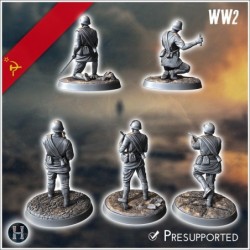 Set de cinq soldats Russes soviétique de l'Armée Rouge (WW2 URSS) (avec Mosin-Nagant + PPSh-41) (3)