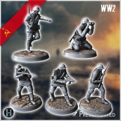 Set de cinq soldats Russes soviétique de l'Armée Rouge (WW2 URSS) (avec Mosin-Nagant + PPSh-41) (4)