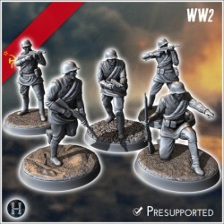 Set of five Soviet Russian Red Army soldiers (WW2 USSR) (with Mosin-Nagant + PPSh-41) (5)