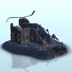 Ruins with Boeing CH-47 Chinook wreckage
