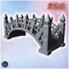 Small wooden bridge with curved design, detailed posts, and decorative railings along the edges (1)