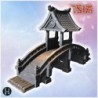 Arched wooden bridge with tiled roof, decorative supports, and detailed railing along the sides (2)