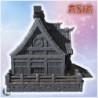 Traditional Japanese houses with wooden railings, steep tiled roofs, and stone foundations (2)