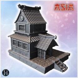 Japanese pagoda-style building with multiple tiers, wooden walls, and ornate roof details (8)