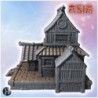 Japanese pagoda-style building with multiple tiers, wooden walls, and ornate roof details (8)