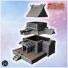 Japanese pagoda-style building with multiple tiers, wooden walls, and ornate roof details (8)