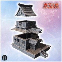 Japanese pagoda-style building with multiple tiers, wooden walls, and ornate roof details (8)