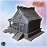 Traditional wooden house with tiled roof, large windows, and a front staircase (9)