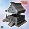 Traditional wooden house with tiled roof, large windows, and a front staircase (9)