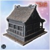 Traditional wooden house with tiled roof, large windows, and a front staircase (9)