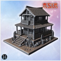 Two-story wooden Japanese...