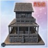 Bâtiment japonais traditionnel avec rampes en bois, toit en tuiles et cour avec lanternes (13)