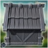 Wooden shelter with reinforced beams, simple plank roof, and rustic design details (1)