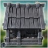 Wooden shelter with reinforced beams, simple plank roof, and rustic design details (1)