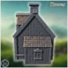 Small wooden cottage with stone foundation, detailed shingled roof, and chimney (13)