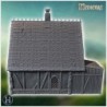 Medieval half-timbered house with large awning and wooden pillars (44)